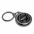 Ipick Image For Cadillac V Logo Real Black Carbon Fiber Gunmetal Roundel Metal Case Key Chain Keychain Official Licensed