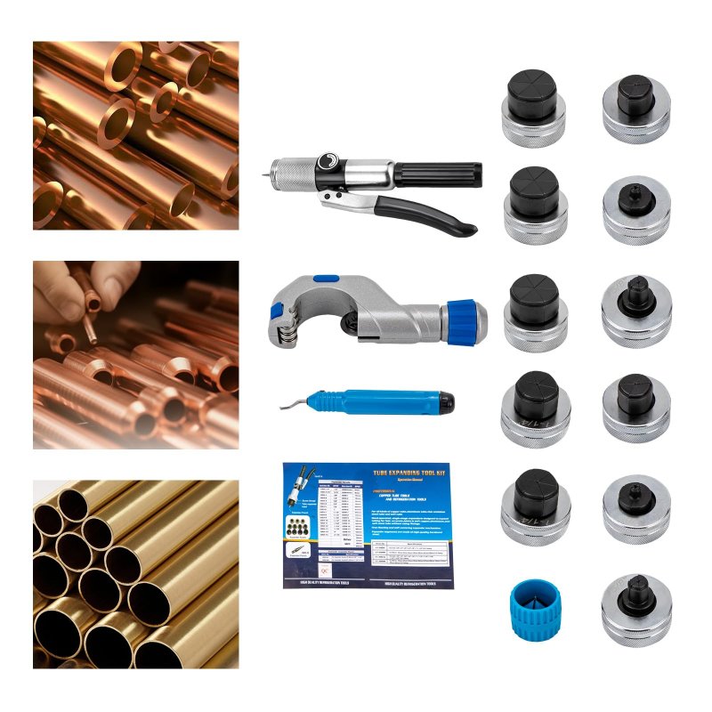 Hydraulic Swaging Tool Copper Pipe Tube Expander With Cutter And 11 Head 0 4 To 1 7 Inch