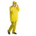 Sst-80142 Yellow Hooded Rain Suit Water Resistant Pvc Material One Size Fits Most Includes Jacket And Elastic Waist Pants 