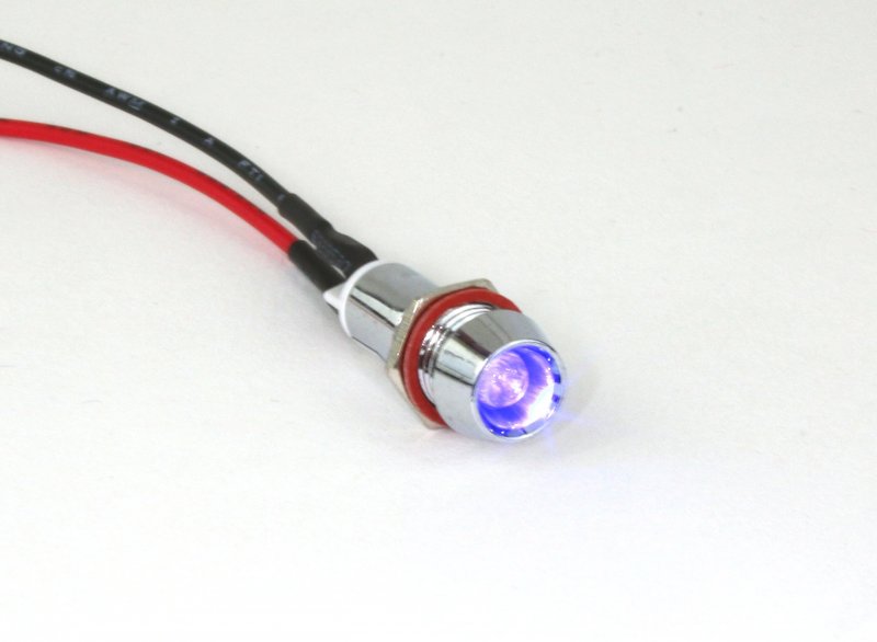 Pilotlights 12 Volt Dc Pilot Light 10mm Panel Indicator With Wiring Pigtail Blue Led 12vdc