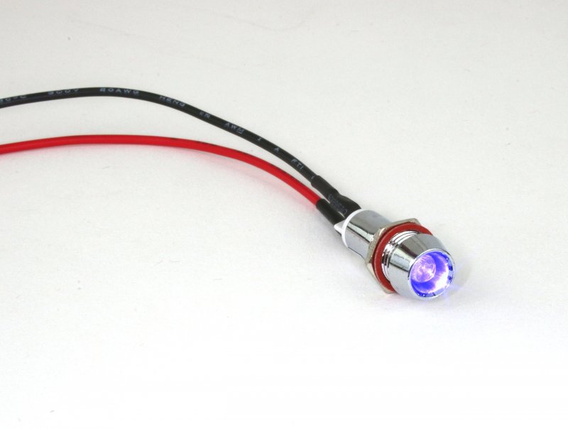 Pilotlights 12 Volt Dc Pilot Light 10mm Panel Indicator With Wiring Pigtail Blue Led 12vdc