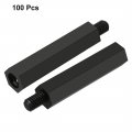 Uxcell 100pcs M4 30 6mm Male Thread Nylon Hex Standoff Spacer Screws Pcb Pillar Black