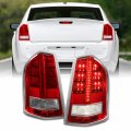 Akkon Fits 2011-2013 Chrysler 300 Base Limited S Model Led Running Brake Signal Chrome Red Tail Lights Pair Left Right 