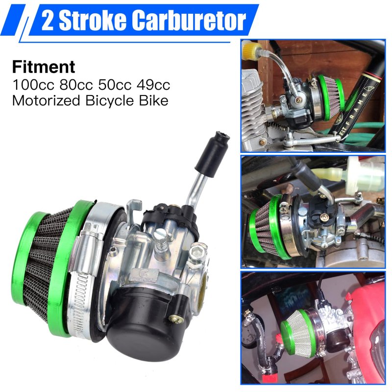 Racing Carburetor Kit For 2 Stroke Engine 49cc 50cc 66cc 80cc 100cc Motorized Bicycle Scooter Moped Dirt Bike Includes Air