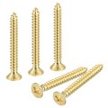 20pcs Brass Wood Screws M3 5 X 30mm Phillips Flat Head Self Tapping Woodworking Screw For Door Hinges Wooden Furniture Home 