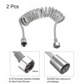 Uxcell 2pcs Spring Flexible Shower Hose 2meter 78 7inch Telescopic With Stainless Steel Interface Nut For Toilet Faucet Grey