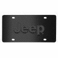 Ipick Image Made For Jeep 3d Dark Gray Logo On Black Carbon Fiber Pattern Stainless Steel License Plate