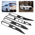 Carbon Fiber Window Switch Covers For Mitsubishi Lancer 2008-2016 7pcs Interior Trim Set Scratch-resistant Panel Protectors