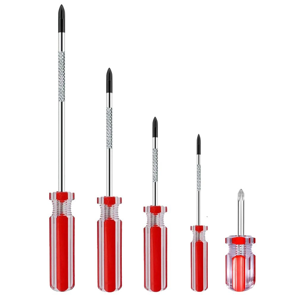5 Piece Phillips Screwdriver Set Magnetic Cross Head Professional Non Slip Grip Precision Ph0 Ph1 Ph2 Drivers Chrome Vanadium