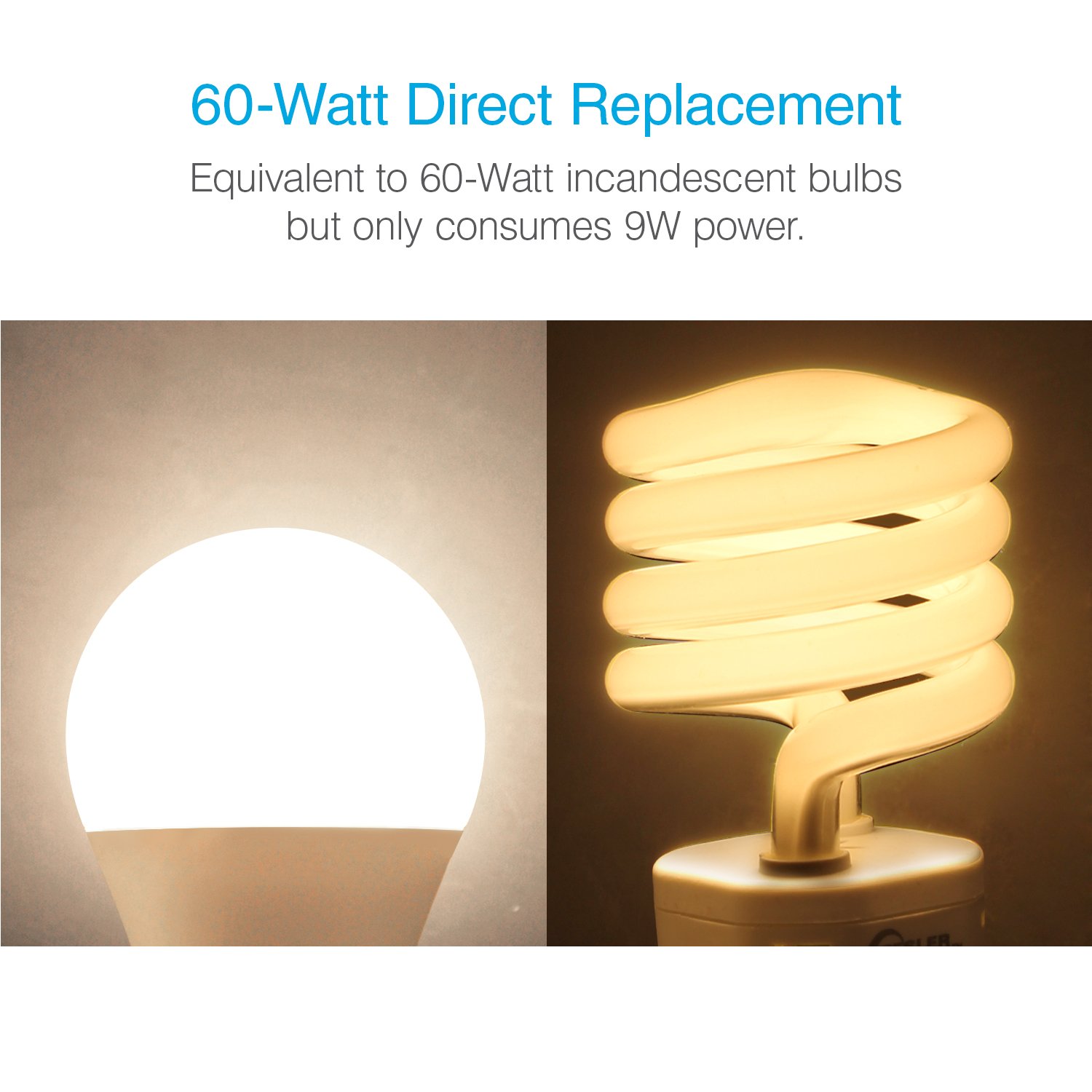 Tenergy 9wa Led Bulba 60 Watt Equivalenta A19 Light Bulbsa E26a Household Lightbulba 750 Lumensa Energy Saving Lampa Soft Warm