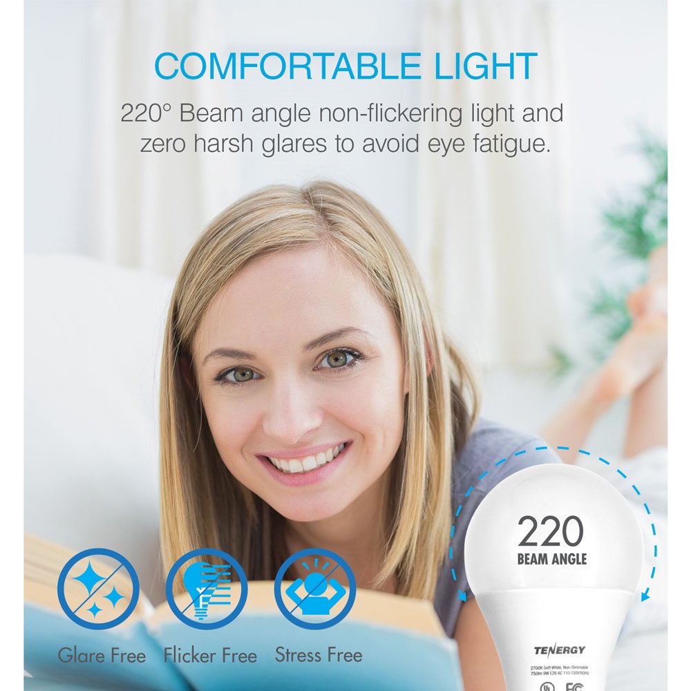 Tenergy 9wa Led Bulba 60 Watt Equivalenta A19 Light Bulbsa E26a Household Lightbulba 750 Lumensa Energy Saving Lampa Soft Warm