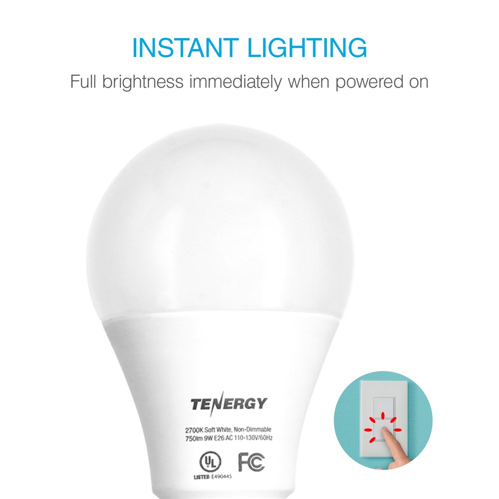 Tenergy 9wa Led Bulba 60 Watt Equivalenta A19 Light Bulbsa E26a Household Lightbulba 750 Lumensa Energy Saving Lampa Soft Warm