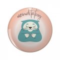 Meowditating Double Sided Stainless Steel Keychain 3d Resin Encased Round Design 1 25 In Novelty Accessory For Keys Backpack 