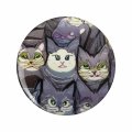 Adorable Cats Pattern Happy Cat Day Double Sided Stainless Steel Keychain 1 25 In Round 3d Resin Encased Design For Keys 