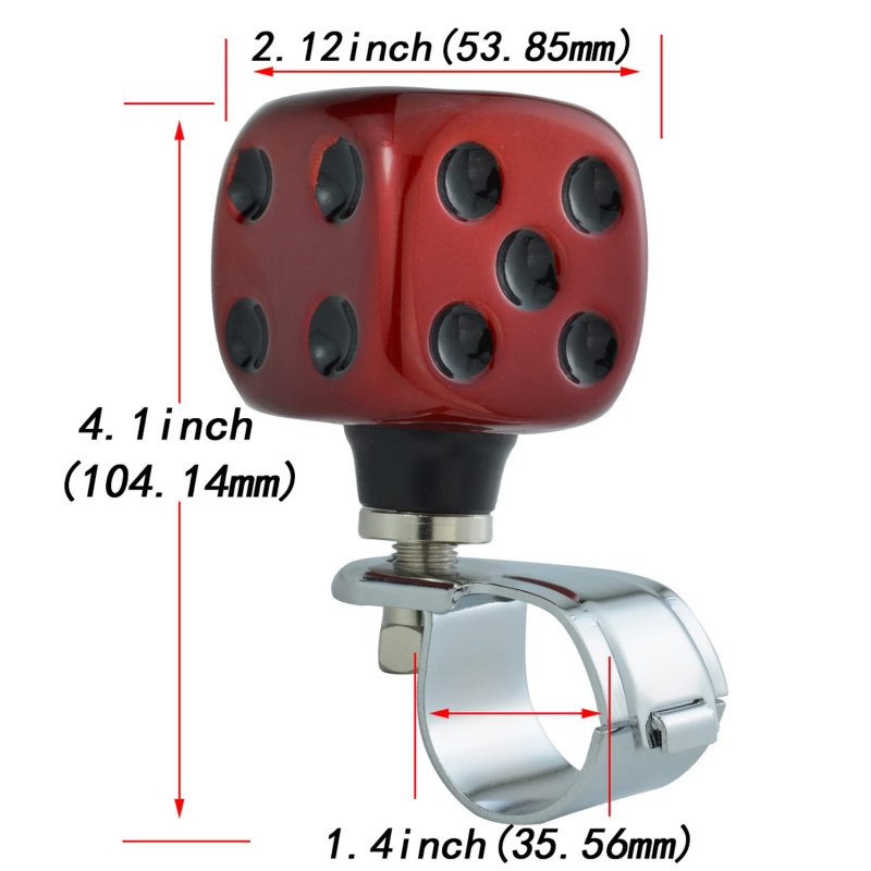 Abfer Steering Wheel Spinner Car Suicide Knob Dice Power Handle Turning Helper Fit Most Vehicles Red