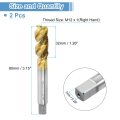 2pcs Spiral Flute Thread Taps M12 X 1 H2 Screw Threading Tap Titanium Coated 6542 High Speed Steel Machine Tapping Tools For