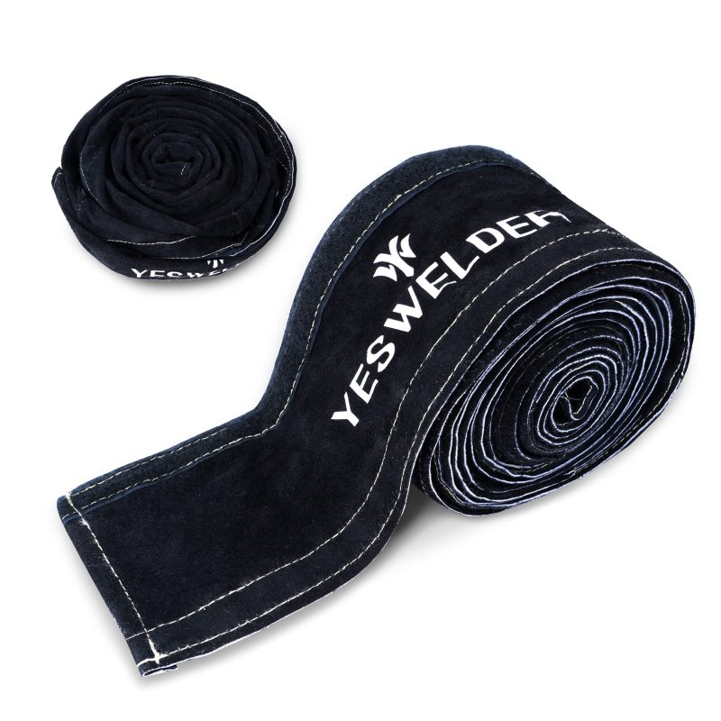 Tig Welding Torch Cable Cover Flame Resistant Cowhide Leather Black Protector 12 Ft Length