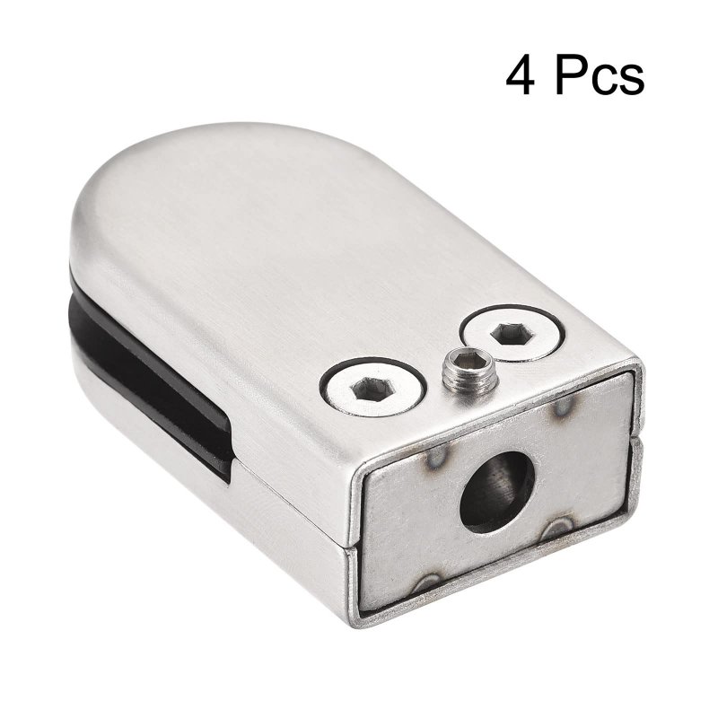 Glass Clamp 4pcs Adjustable 6-8mm Thickness 55x33mm Stainless Steel Flat Back Round Bracket Clip For Balustrade Staircase