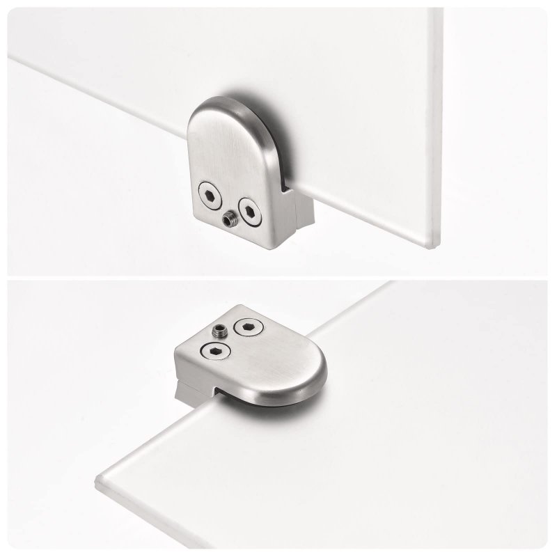 Glass Clamp 4pcs Adjustable 6-8mm Thickness 55x33mm Stainless Steel Flat Back Round Bracket Clip For Balustrade Staircase