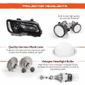 Projector Headlights For 2011 2023 Chrysler 300 Halogen Type Black Bezel Clear Lens Pair Driver And Passenger Side Replacement