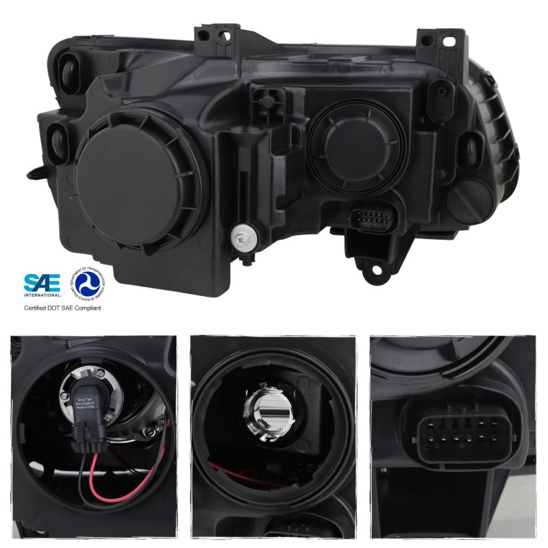 Projector Headlights For 2011 2023 Chrysler 300 Halogen Type Black Bezel Clear Lens Pair Driver And Passenger Side Replacement