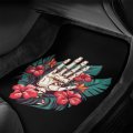 Foruidea Skeleton Hibiscus Front Rear Car Floor Matss Auto 4-pcs Full Set Car Carpet Universal Fit For Suvs Trucks Sedans Vans