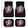 Foruidea Skeleton Hibiscus Front Rear Car Floor Matss Auto 4-pcs Full Set Car Carpet Universal Fit For Suvs Trucks Sedans Vans