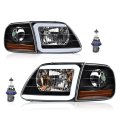 Led Drl Headlights Assembly W Corner Parking Lights Fit 1997-2003 Ford F150 2004 Heritage 98-99 F250 97-02 Expedition Black 