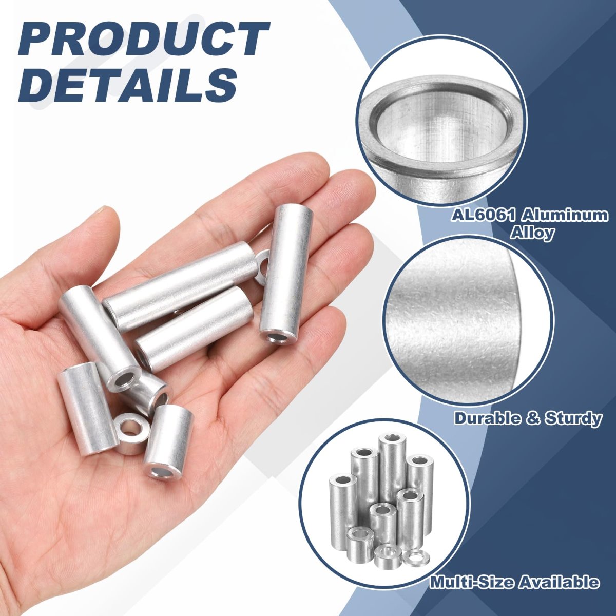 5pcs Aluminum Spacer 3 8 Od X 1 4 Id 1-1 Length Screw Standoff Bushing Plain Finish Unthreaded Round Metal For Screws Bolts And