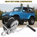 Qiilu 600lbs Hand Winch Crank Strap Gear Polyester For Pickup Trucks Trailers And Other Mobile Applications