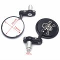 Httmt- Skull Round Rearview Mirrors 25mm 1 Bar End Compatible With Motorcycle Chopper Cafe Racer