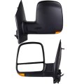 Black Left Side Mirror Fit For 2008-2013 Chevy Express 2500 Textured Glass Manual Folding Heated Turn Signal 