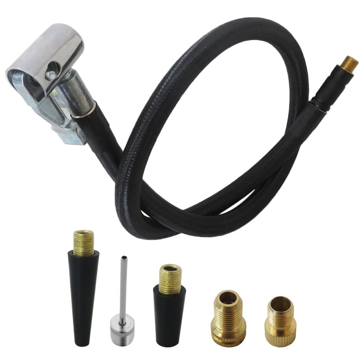 21 Quick Air Release Extention Hose Tire Valve Extension Tube W Presta Pump Ball Needle Set Inflator With Chuck Adapter