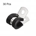 Uxcell 30pcs 5 16 Inch 8mm Cable Clamp 304 Stainless Steel Rubber Cushioned Insulated R Shape Metal For Tube Pipe Wire