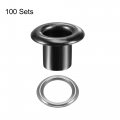 Uxcell Grommets Eyelets With Washers Kit 10 X 5 7mm Alloy Grommet For Diy Or Craft Projects Black 100 Set