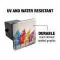 Row Of Colorful Rainbow Trees Bending In The Wind Tow Trailer Hitch Cover Plug Insert