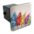 Row Of Colorful Rainbow Trees Bending In The Wind Tow Trailer Hitch Cover Plug Insert