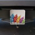 Row Of Colorful Rainbow Trees Bending In The Wind Tow Trailer Hitch Cover Plug Insert