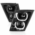 Amerilite For 2003-2017 Volvo Vn Vnx Vnl Vnm Truck Black Dual Led Halo Bar Bumper Fog Lights Replacement Lamps Pair W Wiring