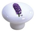 Set Of 2 Purple Hyacinth Ceramic Cabinet Drawer Pull Knobs 