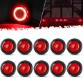 Partsam 10pcs 2 Inch Red 9led Abyss Side Markerclearance Light With Grommet Pigtail For Trailer Semi Truck Rv Camper 