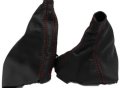 Fits 2008-2016 Subaru Impreza Wrx Synthetic Black Leather Shift E-brake Boot With Red Stitching Skin Only 