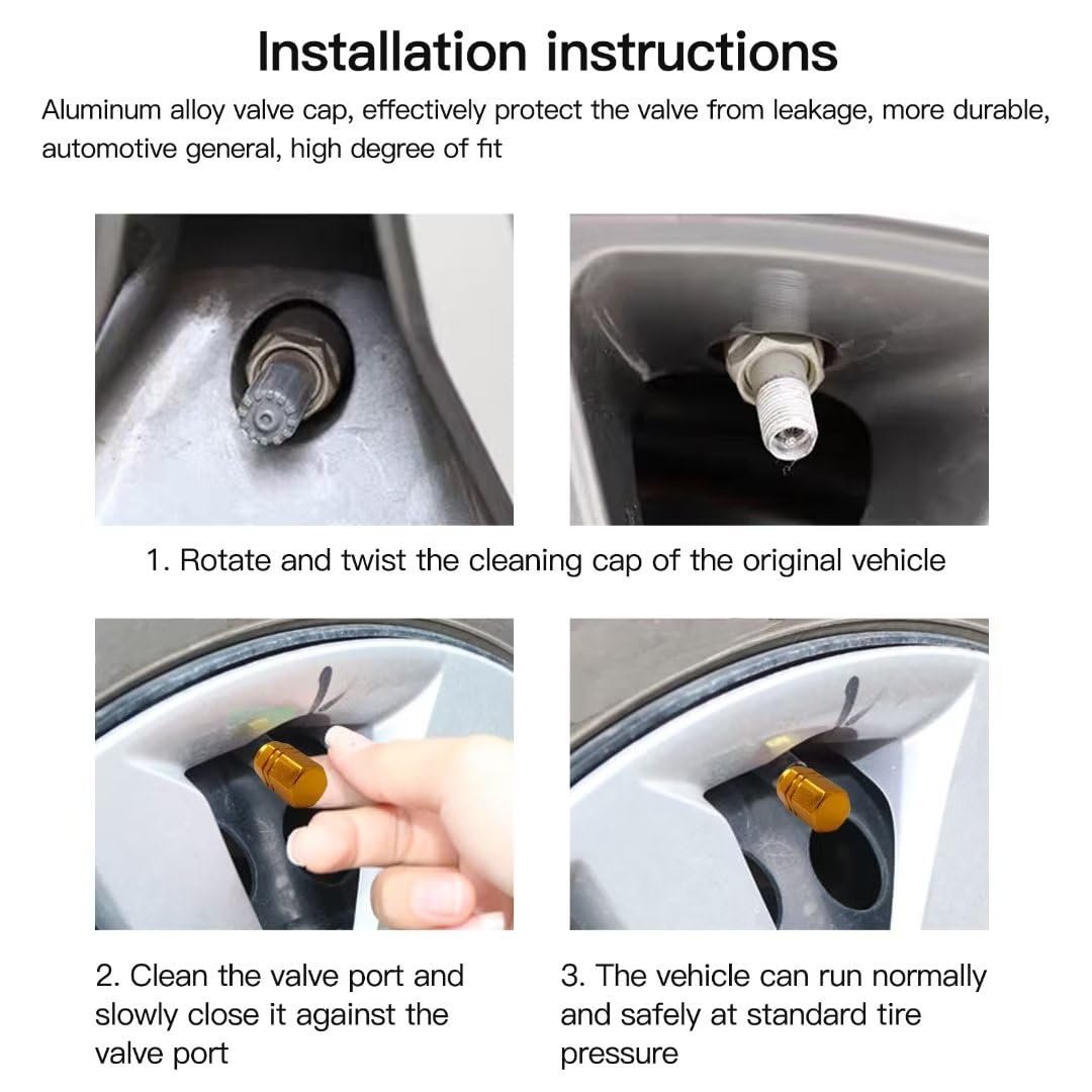 8pcs Set Tire Stem Valve Caps Aluminium Car Dustproof Wheel Air Universal For Cars Bike Trucks Gold