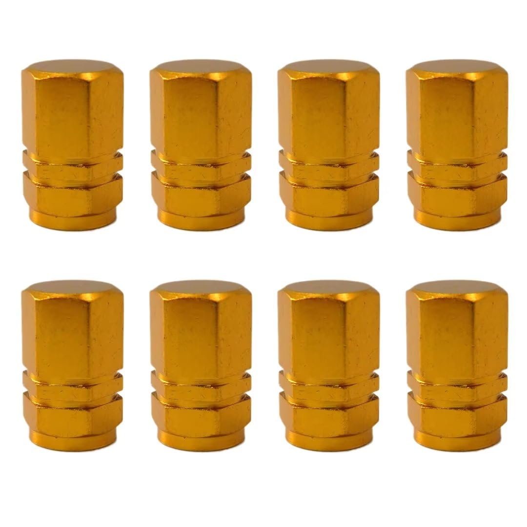 8pcs Set Tire Stem Valve Caps Aluminium Car Dustproof Wheel Air Universal For Cars Bike Trucks Gold