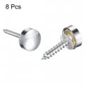 Uxcell Mirror Screws 12mm 0 47 8pcs Decorative Cap Fasteners Cover Nails Polishing Silver Tone Brass