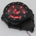 Httmt- Black W Red Led Left Engine Stator Cover See Thru Compatible With 2006-2014 Yamah Yzf-r6 P N Mt313-008a-bk