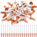 Hilitchi Dome Head Red Copper Blind Rivets Self-plugging Open End Decorating Fastener Nails Pop Core 3 2x9mm-50pcs 