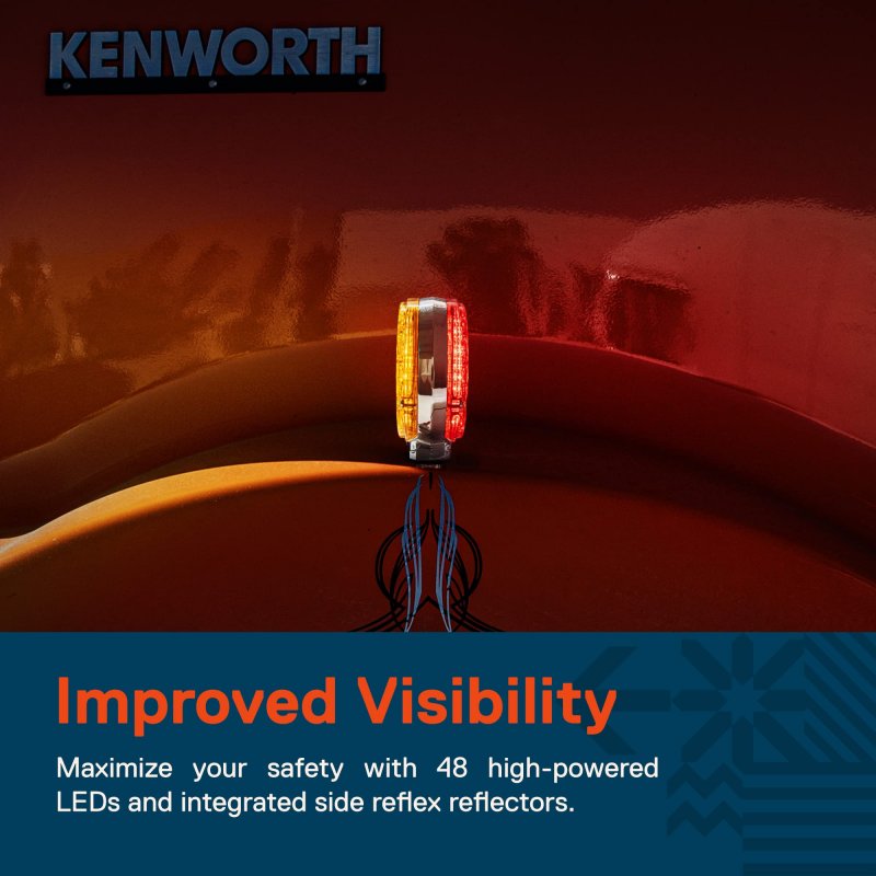 True Mods 4 Round 48 Led Pedestal Fender Light Set For 80 Wide Semi-truck Dot Fmvss-108 Sae I6p S2 3 Ti6 Single Stud Amber Red