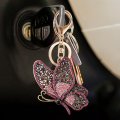 Ihreesy Butterfly Pendants Keyring Car Chain Rhinestone Decoration Hanging Accessories Ornaments Craft Buckle Key Ring Charm