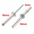 Uxcell 30 Pcs 5mm X 30mm Aluminum Steel Open End Blind Rivets